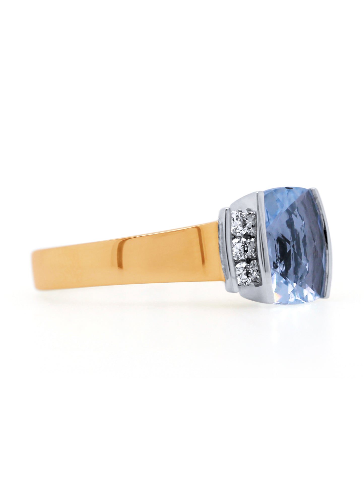 Aquamarine And Diamond Set Dress ring, 9k yellow gold