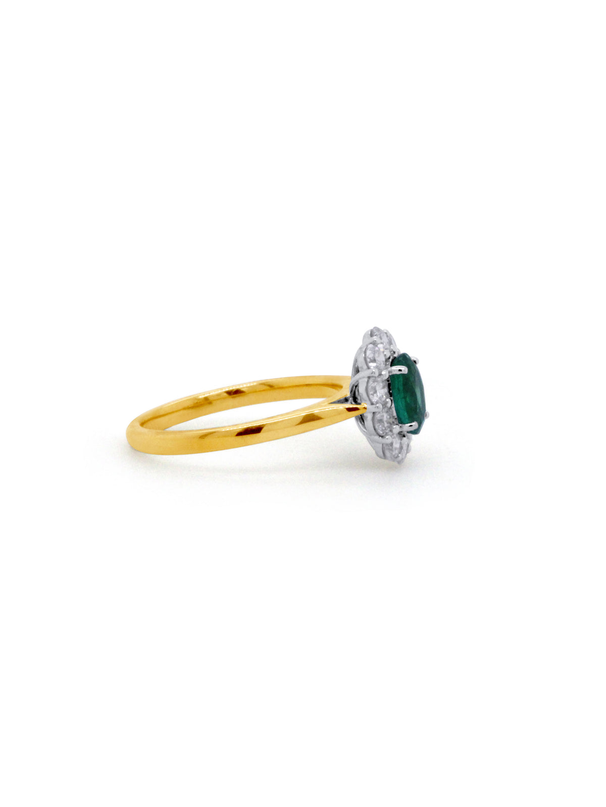 Lab Grown Diamond & Natural Emerald Cluster, 9 Carat Yellow Gold