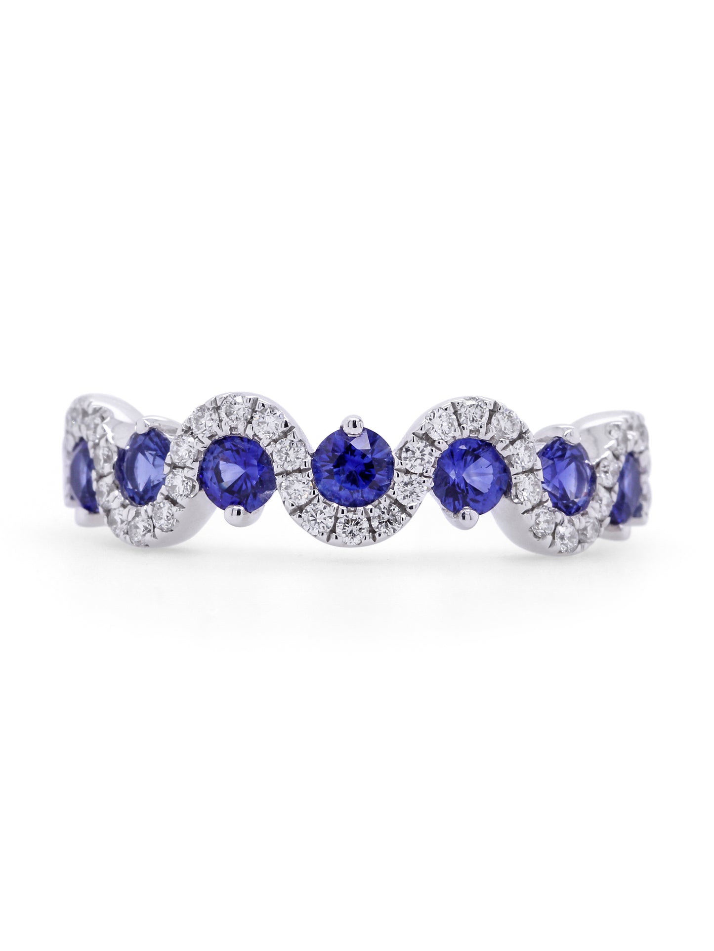 Sapphire & Diamond Set Dress Ring, 18K White Gold.