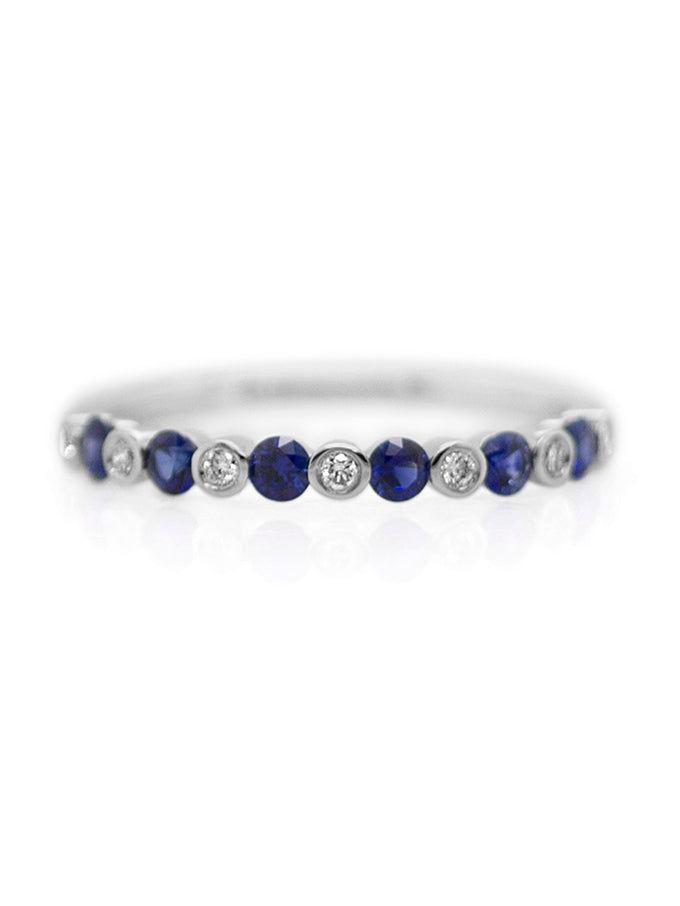 Sapphire & Diamond Set Band, 18 Carat White Gold