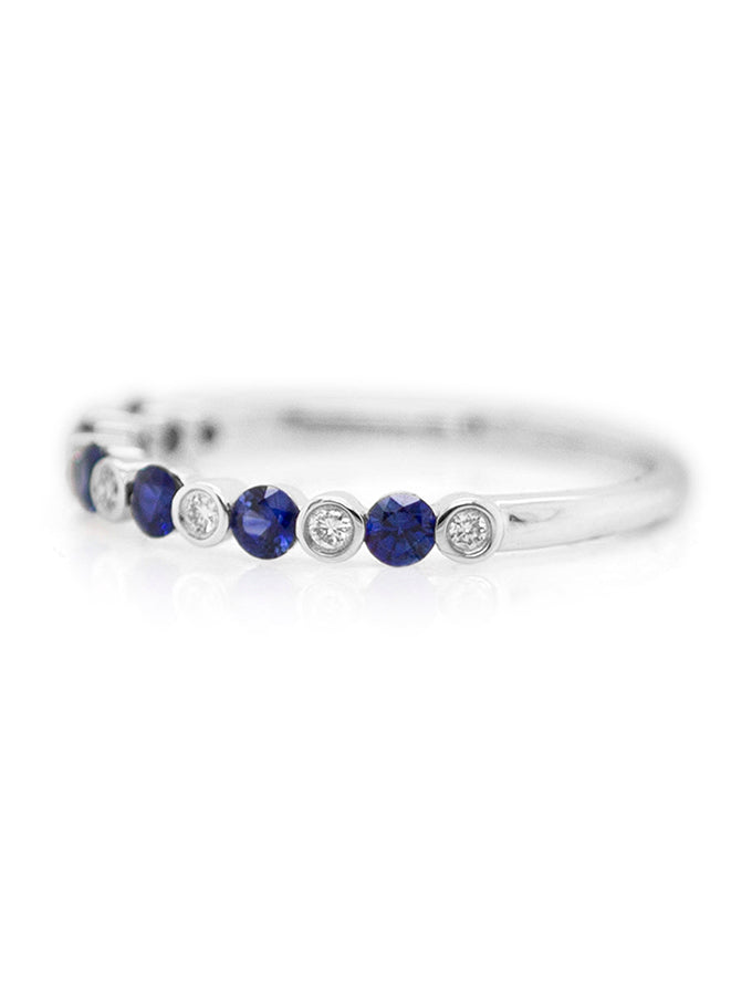 Sapphire & Diamond Set Band, 18 Carat White Gold