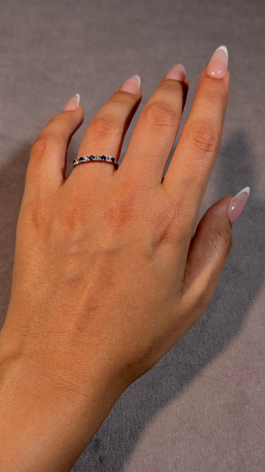 Sapphire & Diamond Set Band in 18 Carat White Gold