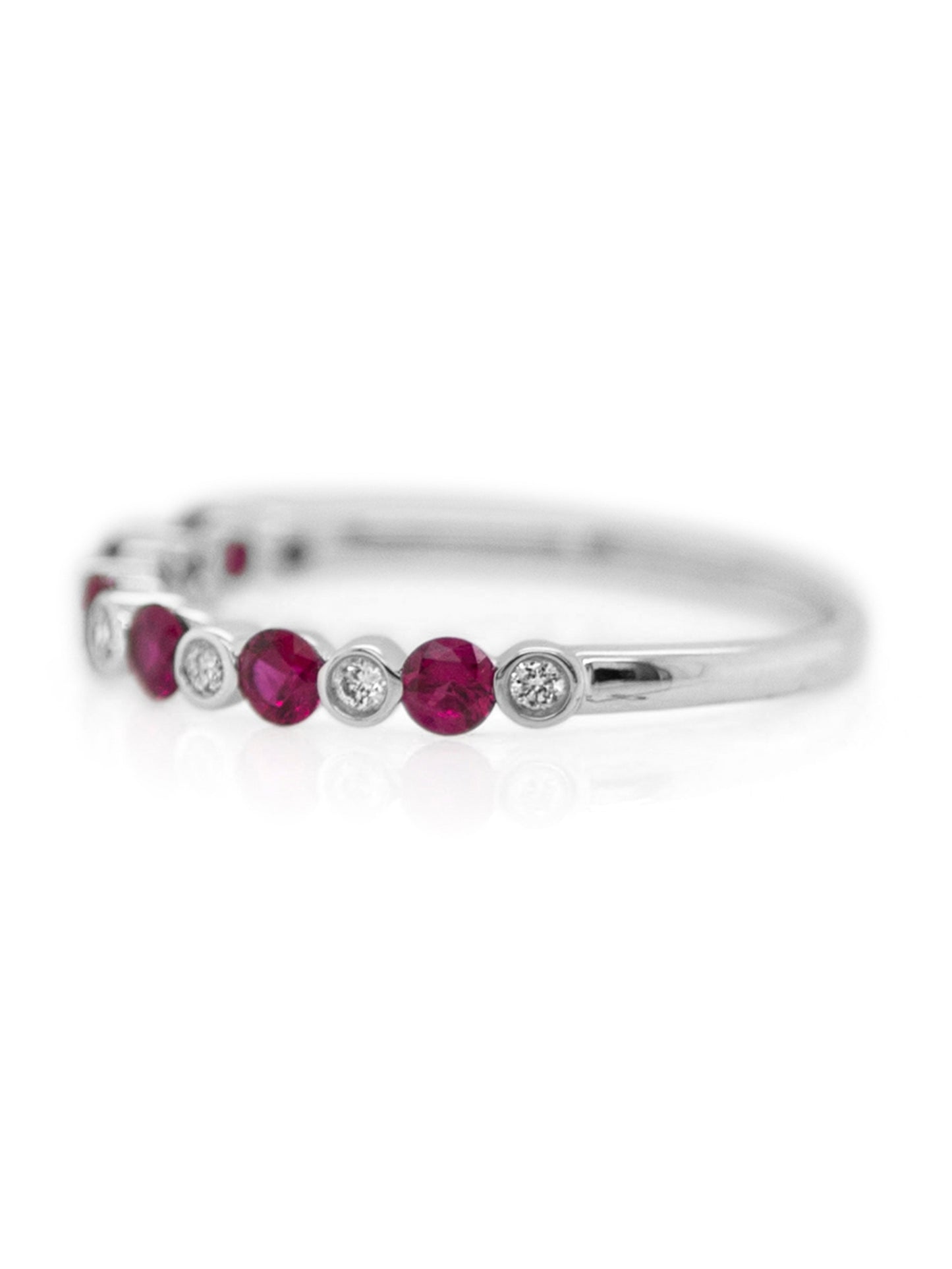 Beautiful Ruby & Diamond Set Band, 18K White Gold