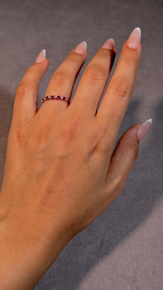 Ruby & Diamond Set timeless band, 18 Carat White Gold