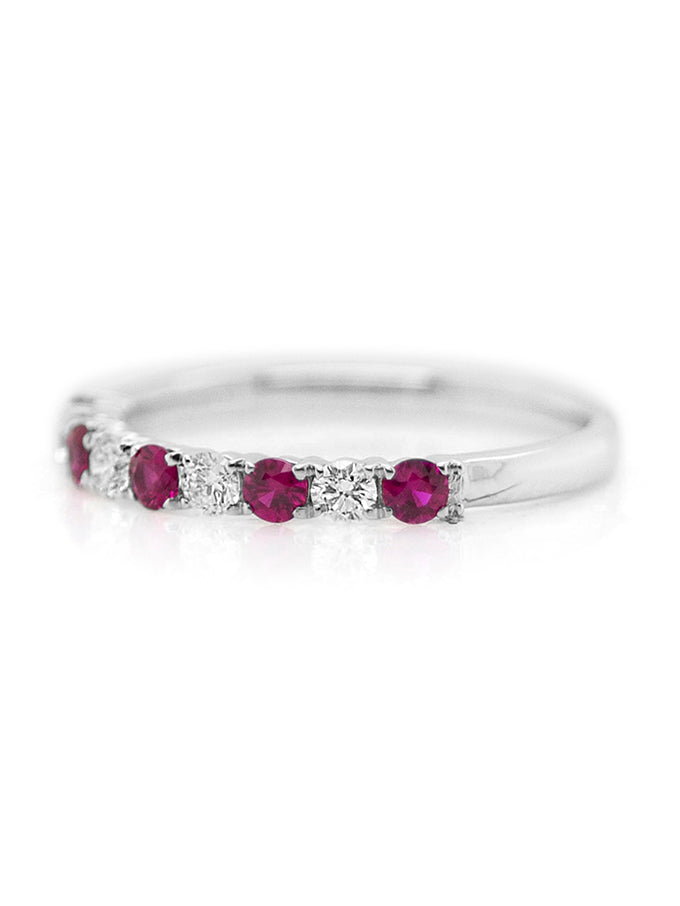 Ruby & Diamond Set timeless band, 18 Carat White Gold