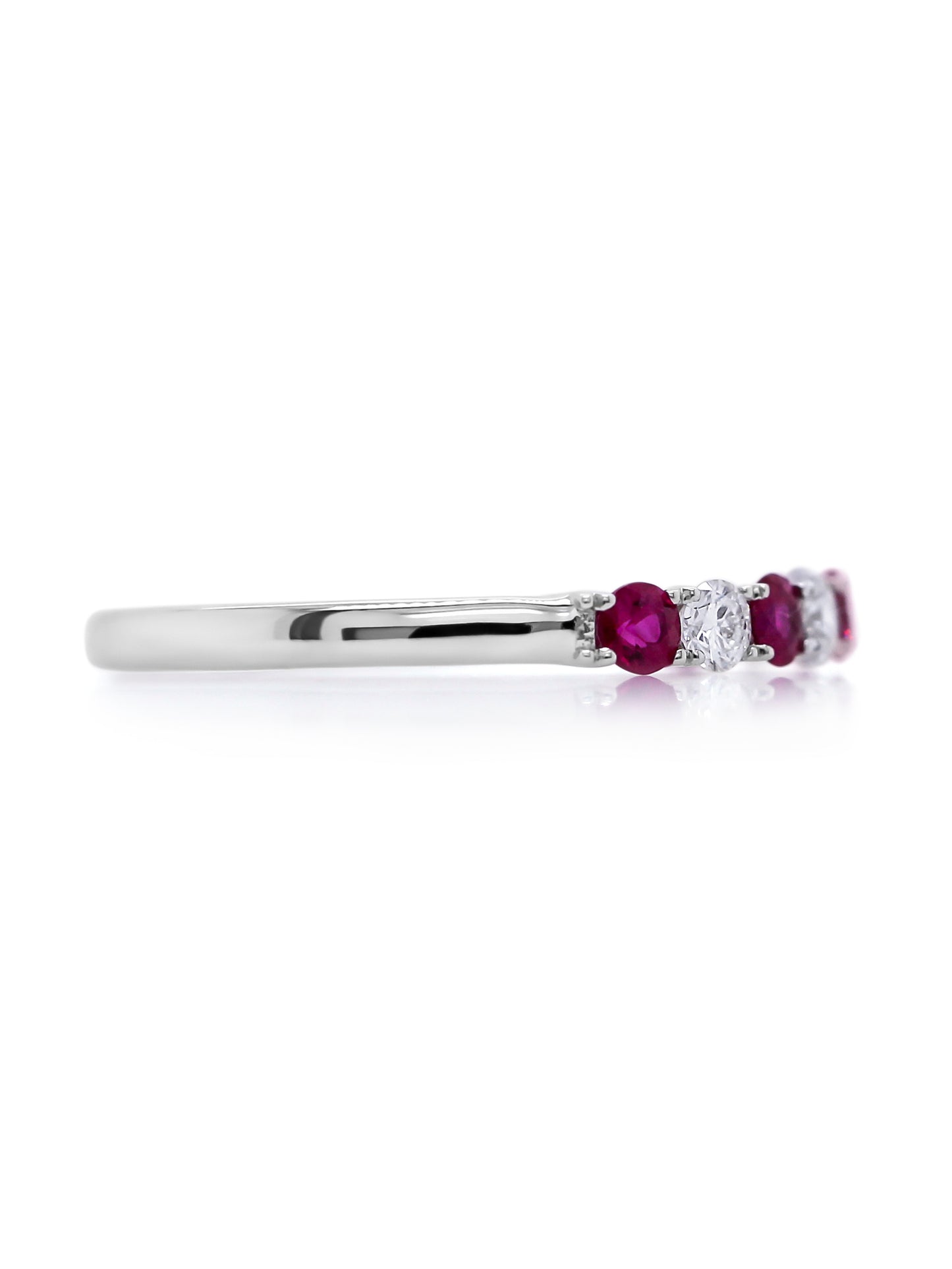 Ruby & Diamond Set timeless band, 18 Carat White Gold