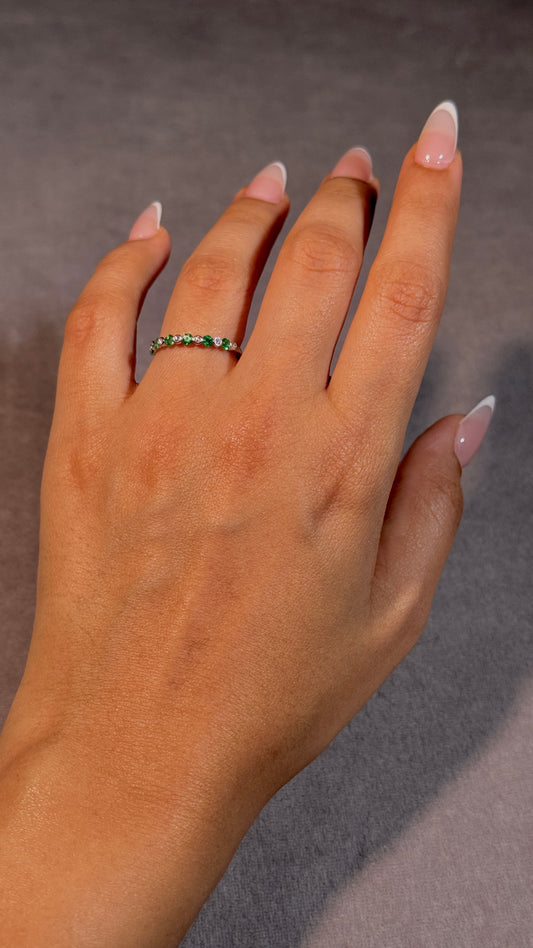 Emerald & Diamond Set Band, 18 Carat White Gold