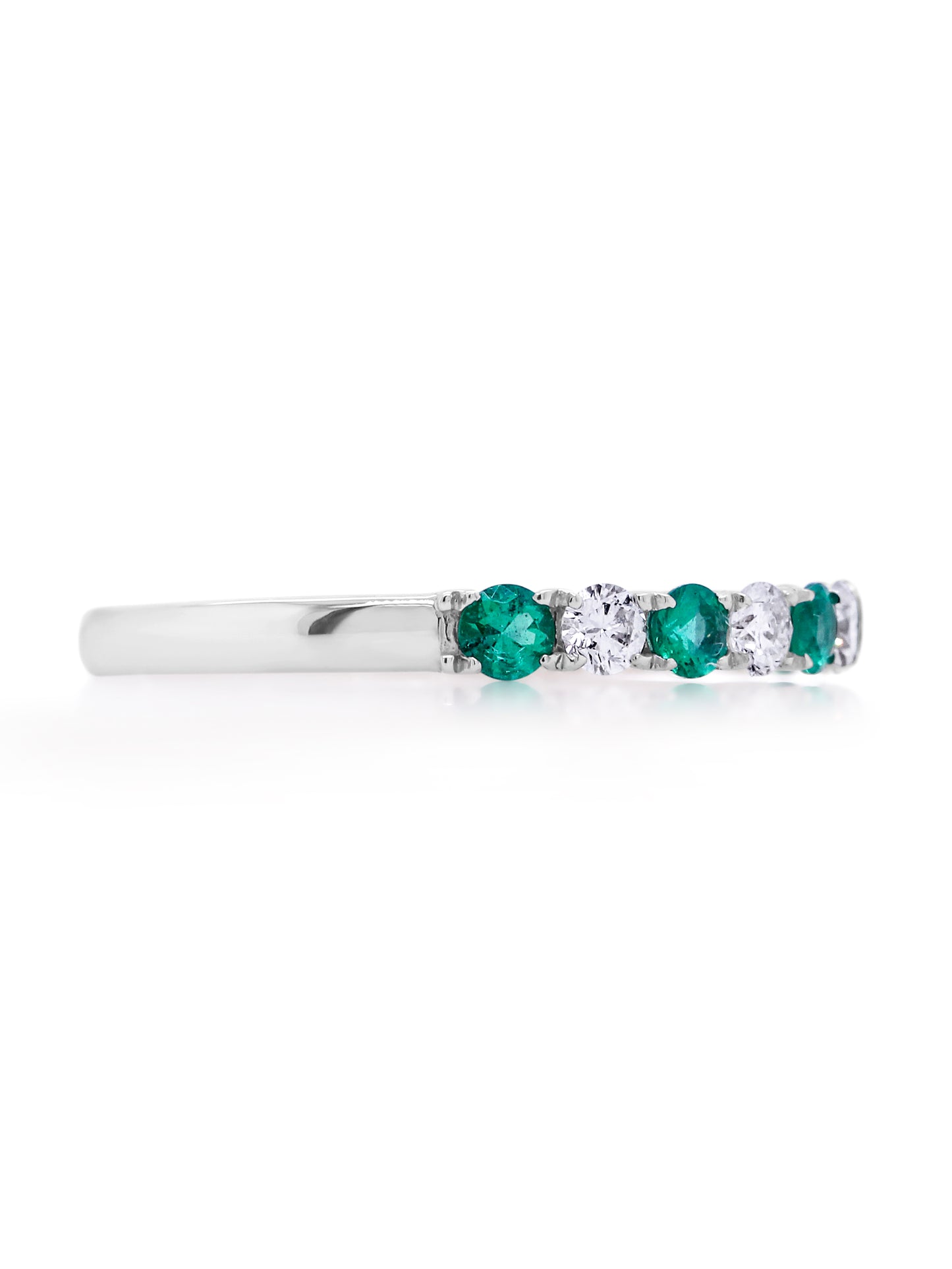 Emerald and Diamond Ensemble Band, 18 Carat White Gold