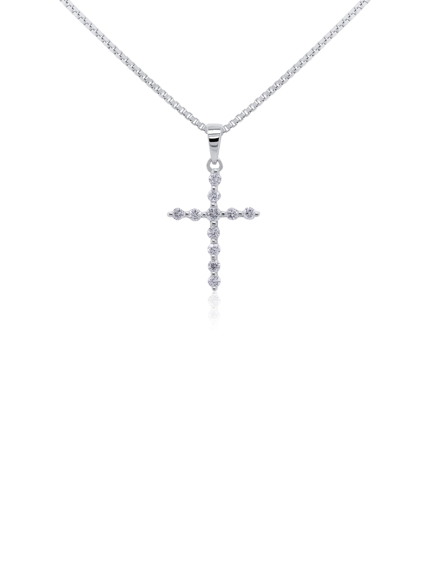 Diamond Set Cross Pendant, 9K White Gold, T=0.12ct.