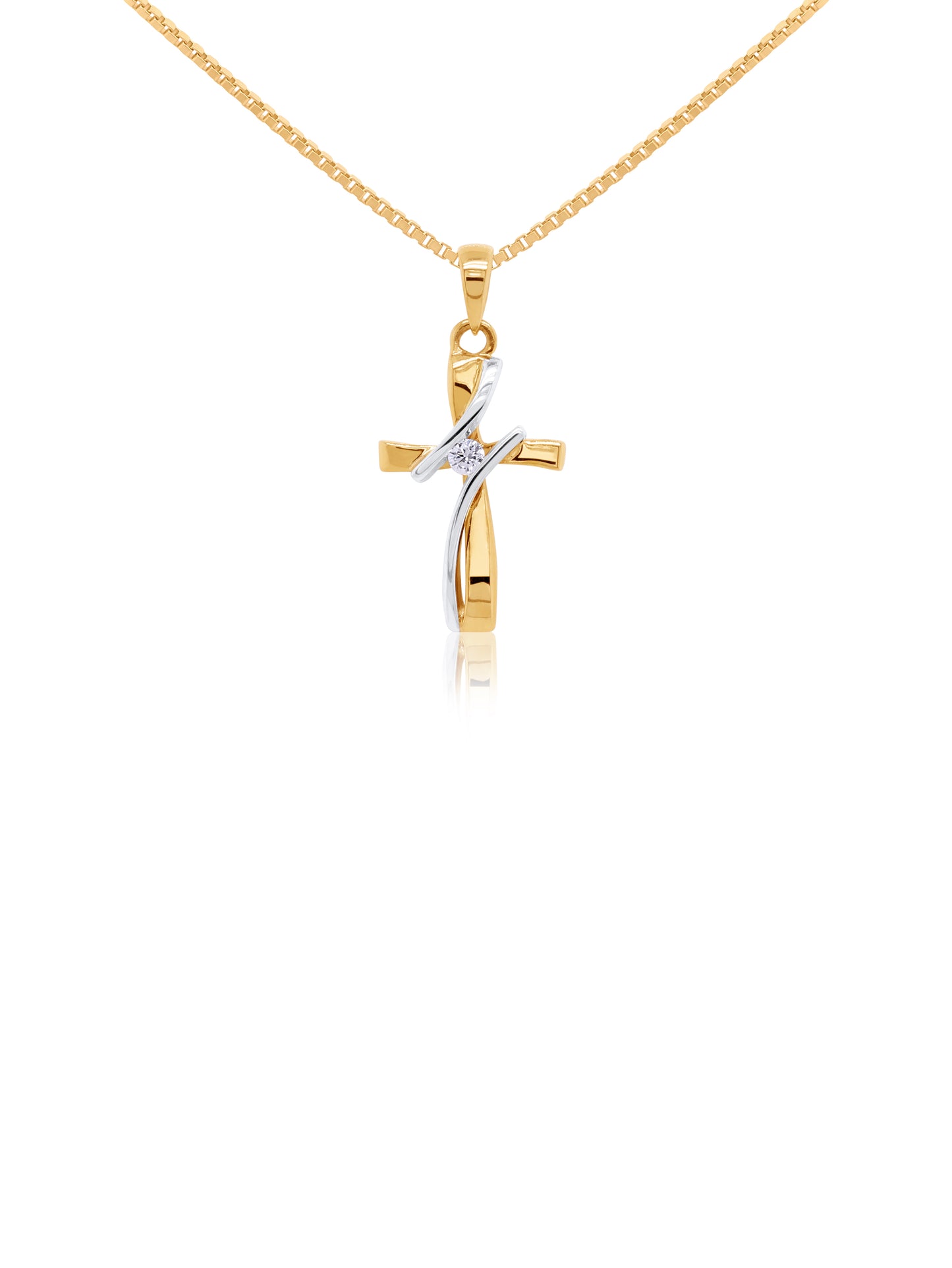 9K Two Tone Gold Cross Diamond set,
