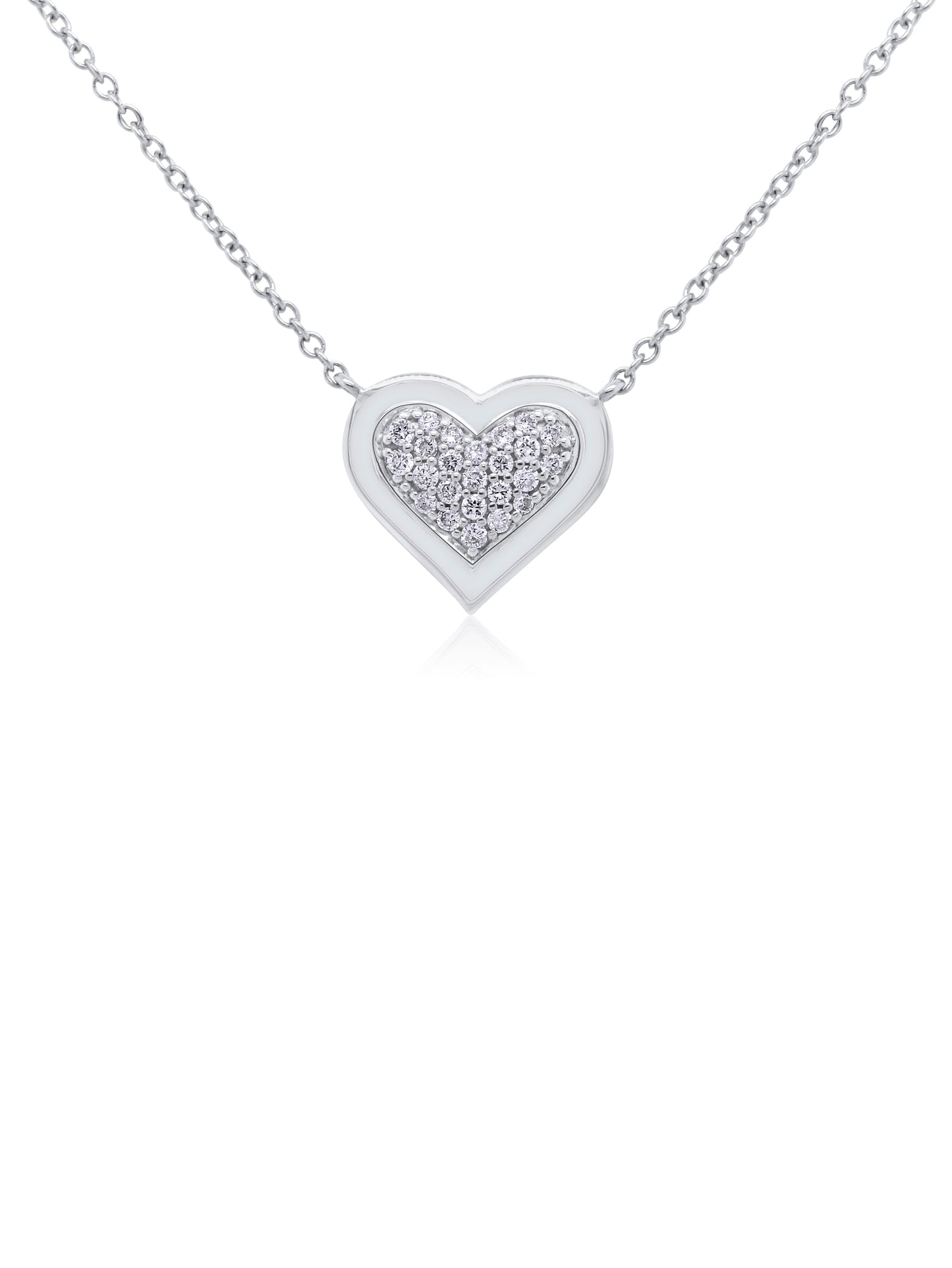 Diamond Heart pendant, 9K White Gold, 45cm, T=0.12ct.