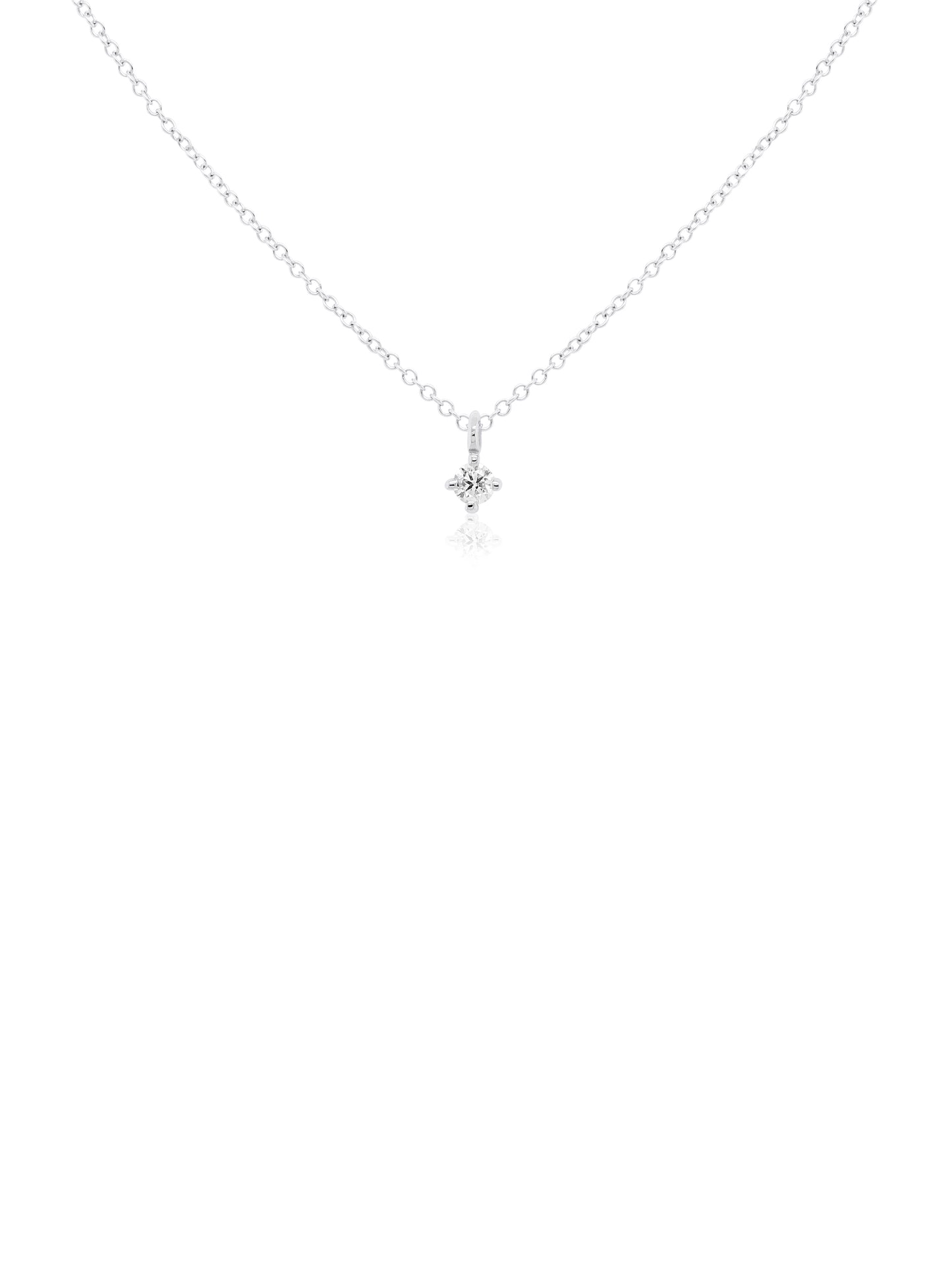 0.03 Carat Round Diamond Claw Set Pendant in 9 Carat White Gold