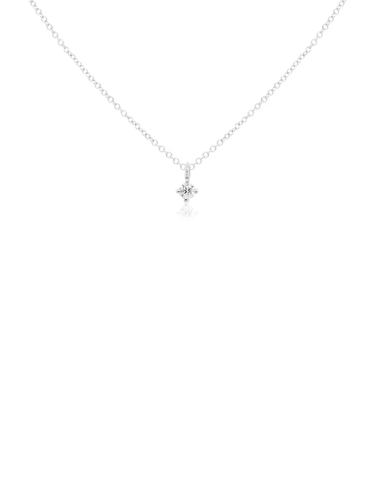 0.03 Carat Round Diamond Claw Set Pendant in 9 Carat White Gold