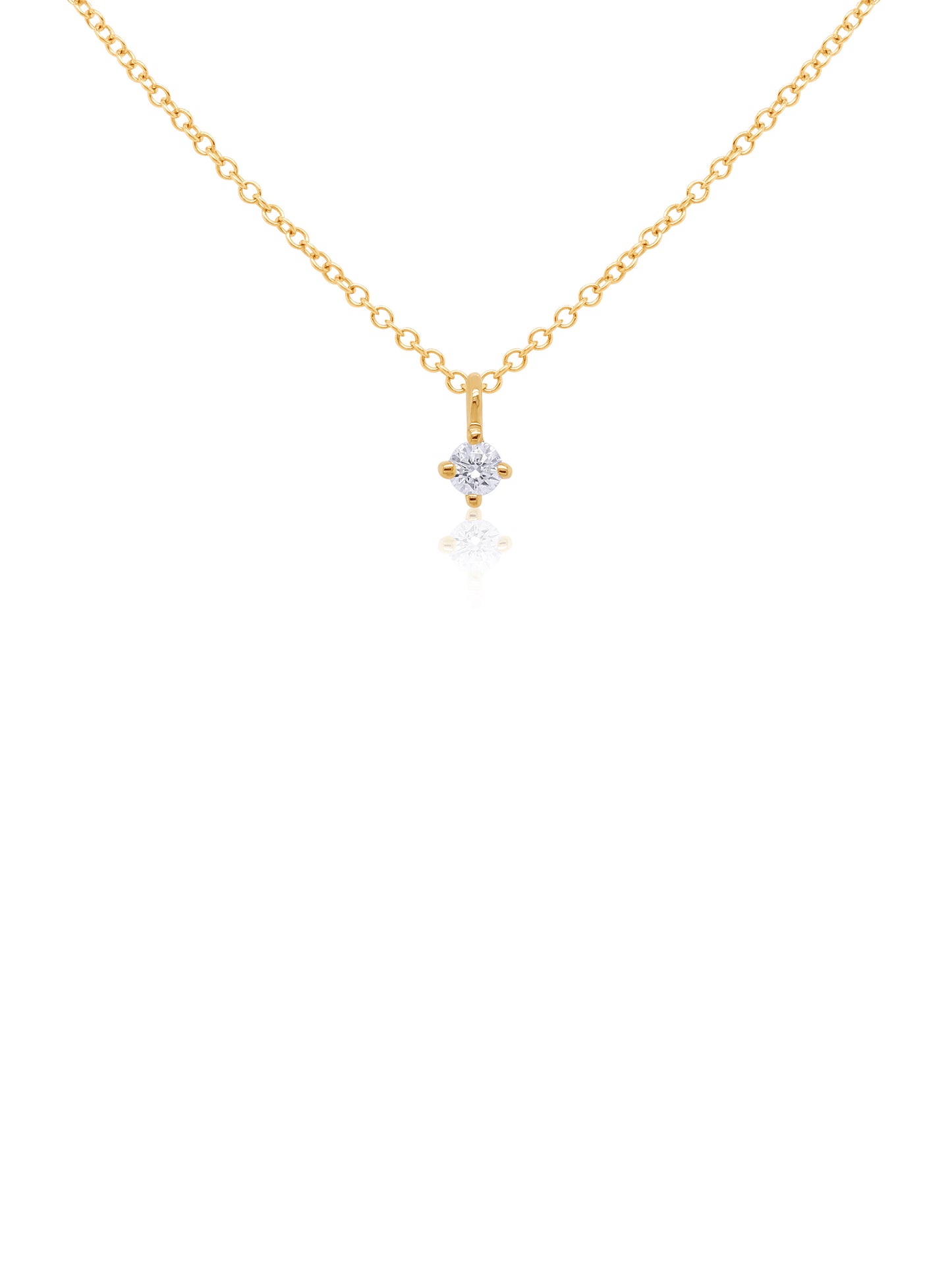 0.03 Carat Round Diamond Claw Set Pendant in 9 Carat Yellow Gold
