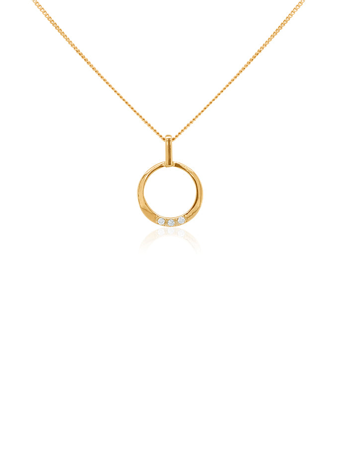 Diamond Circle Drop Necklet, 9K Rose Gold, 46cm