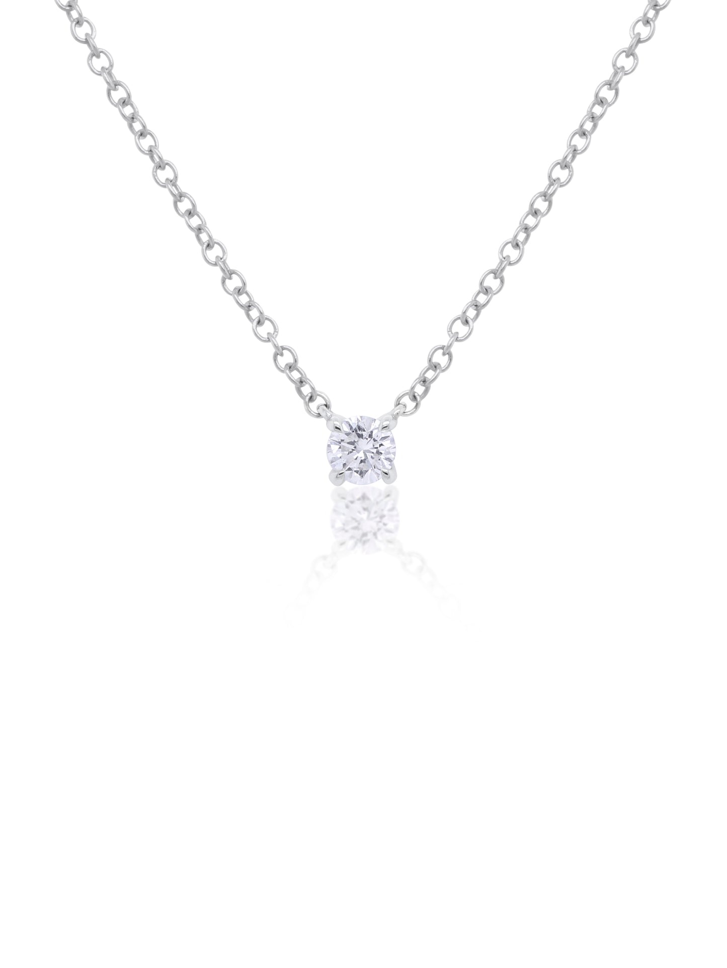 Solitaire Diamond Set Pendant T=0.15ct, 9 Carat White Gold