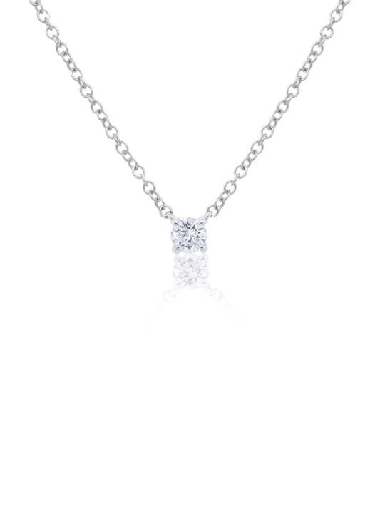 Solitaire Diamond Set Pendant T=0.15ct, 9 Carat White Gold