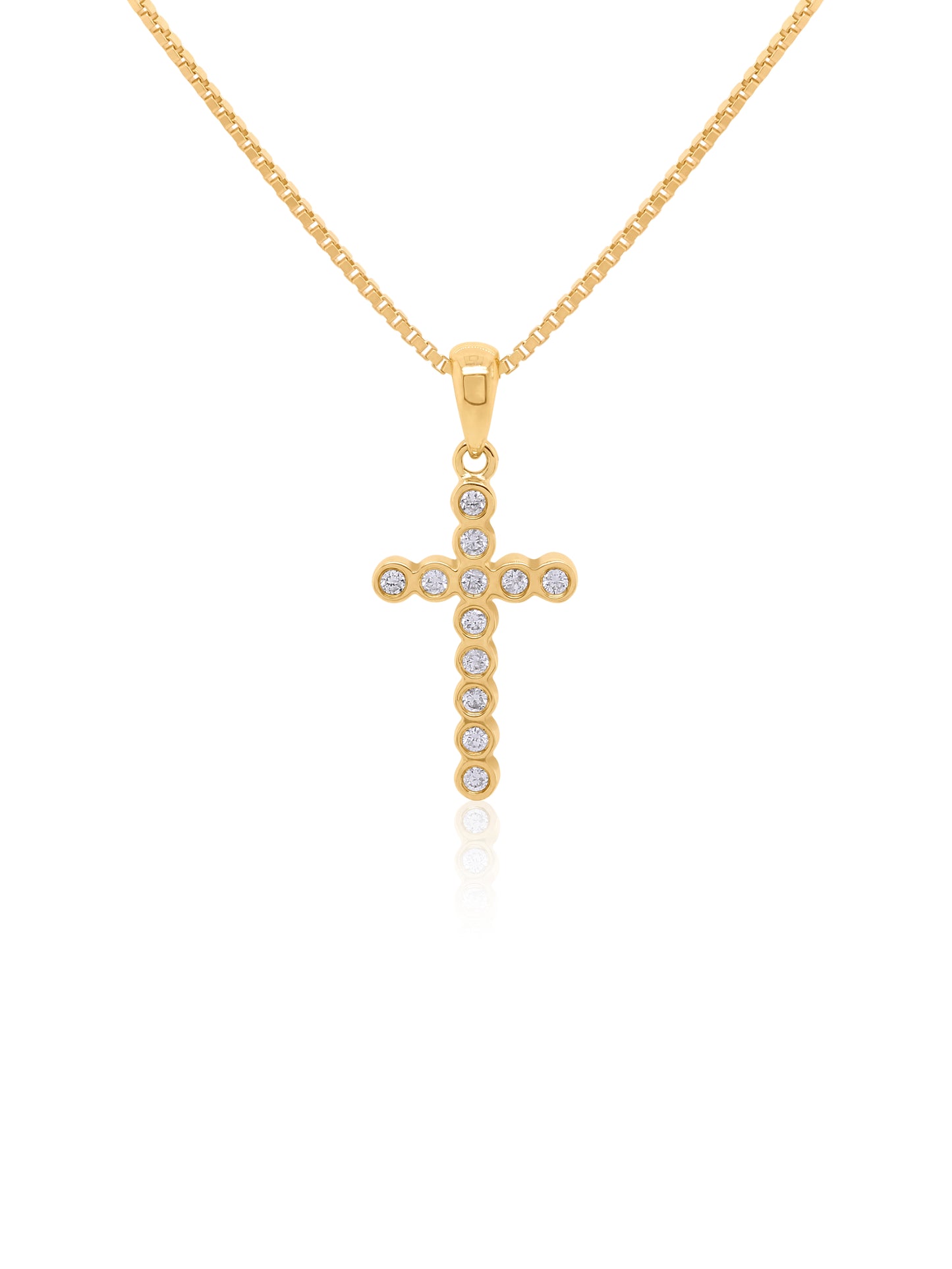 Diamond Set Cross Pendant, 9 Carat Yellow Gold T=0.14ct.