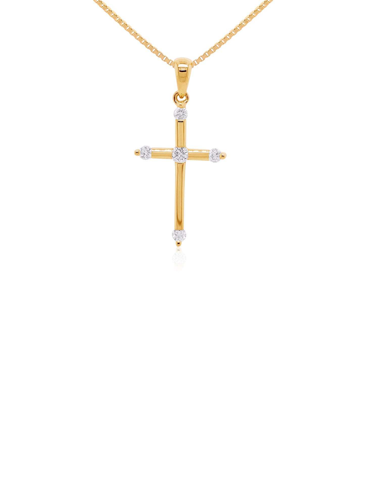 Diamond Set Cross Pendant, 9 Carat Yellow Gold T=0.18ct.