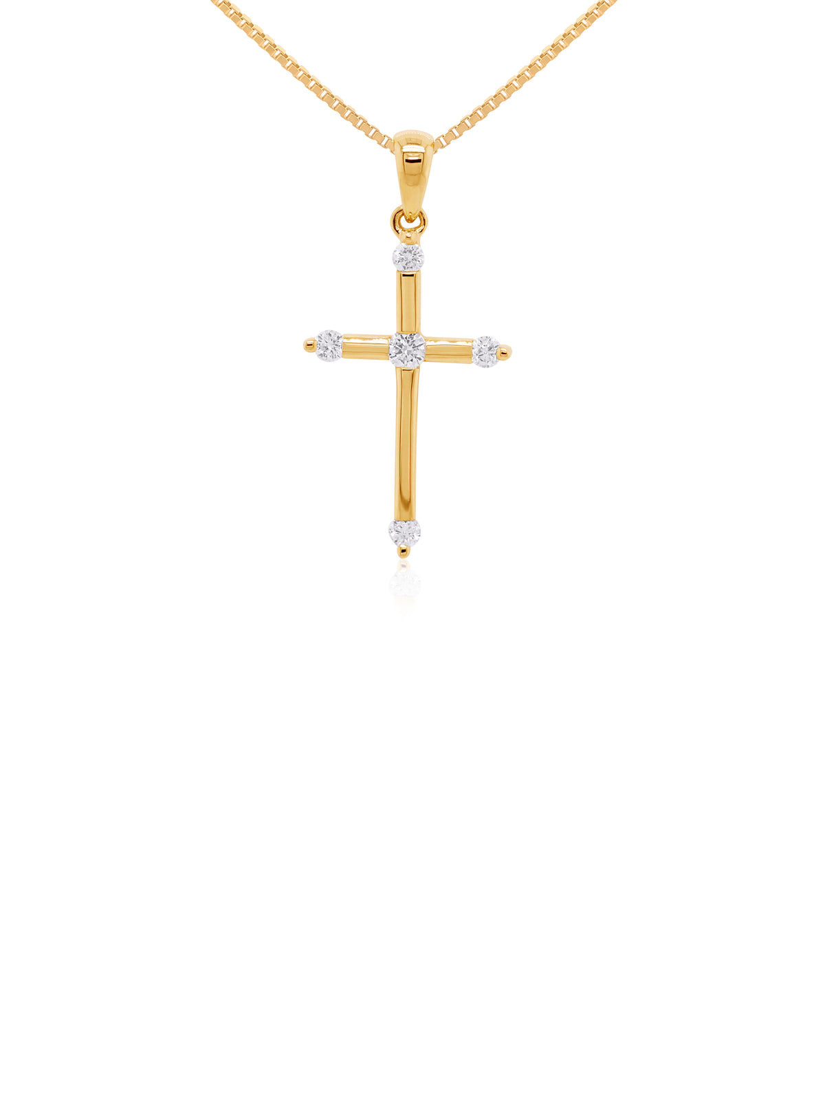 Diamond Set Cross Pendant, 9 Carat Yellow Gold T=0.18ct.