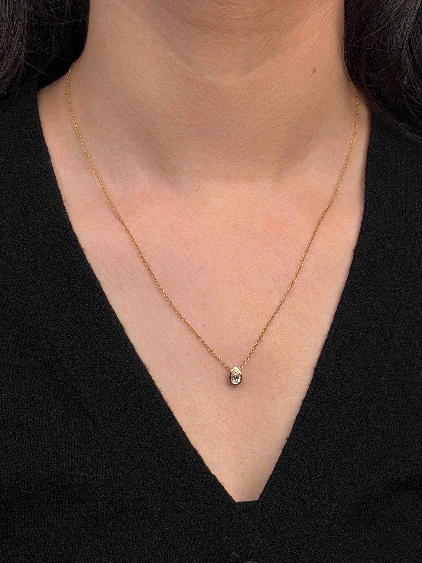 Lab Grown Pear Diamond Pendant T=0.30ct, 9K Yellow Gold