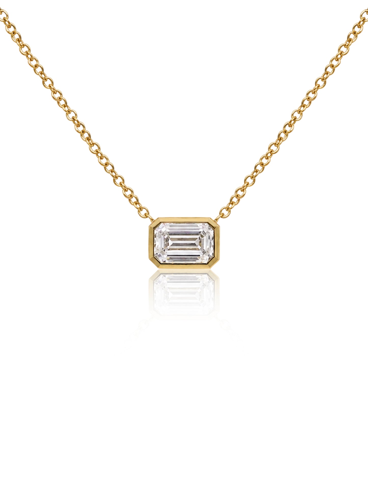 Lab Grown Emerald Cut Diamond Pendant T=1.02ct, 9K Yellow Gold