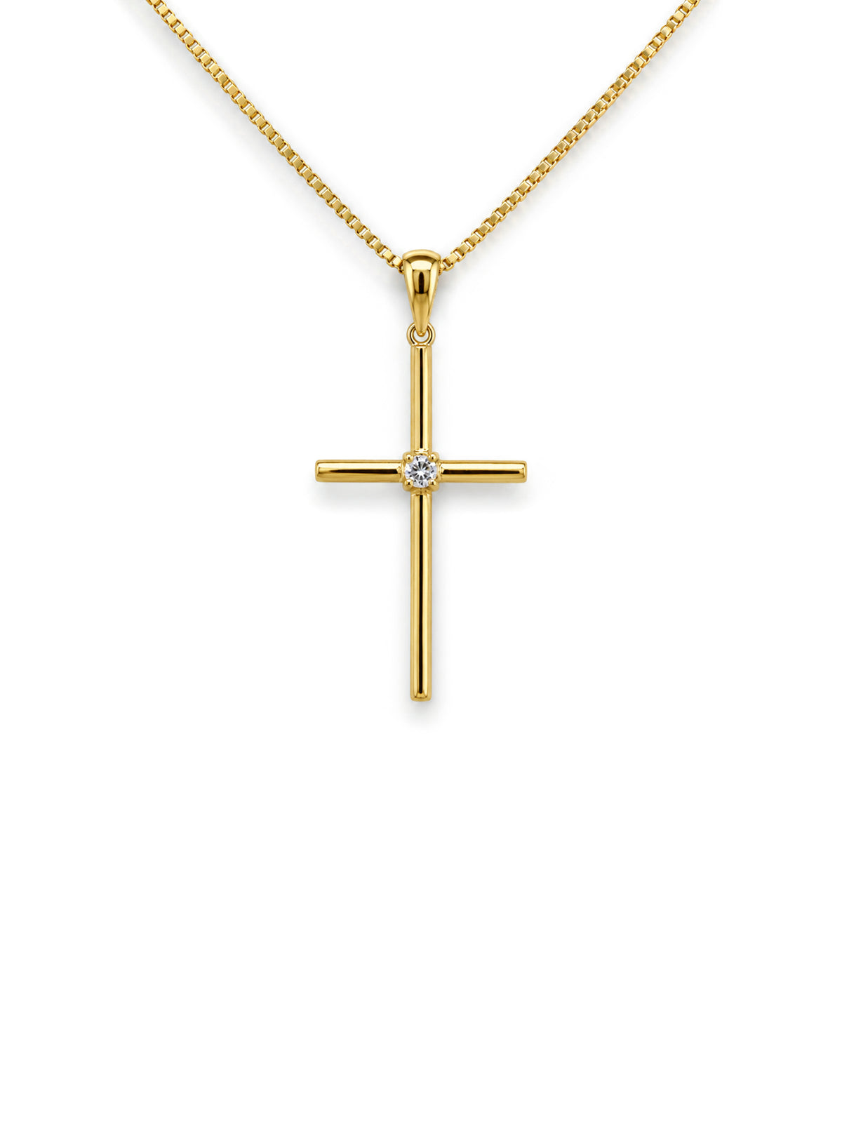 Lab Grown Diamond Set Cross Pendant, 9 Carat Yellow Gold