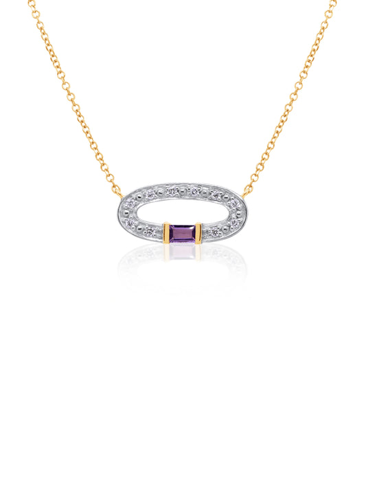 Amethyst & Diamond Pendant, 9K Yellow Gold