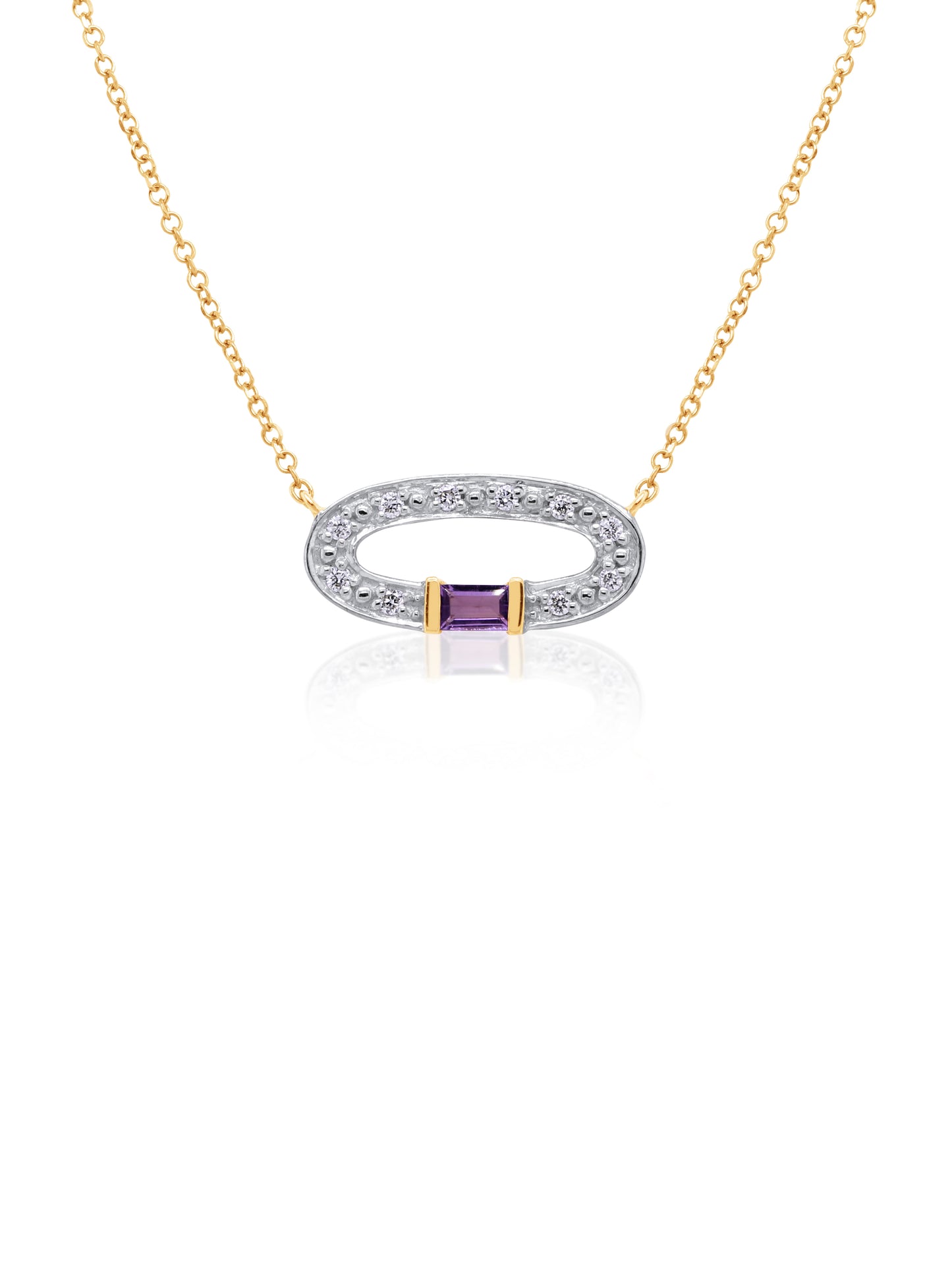 Amethyst & Diamond Pendant, 9K Yellow Gold