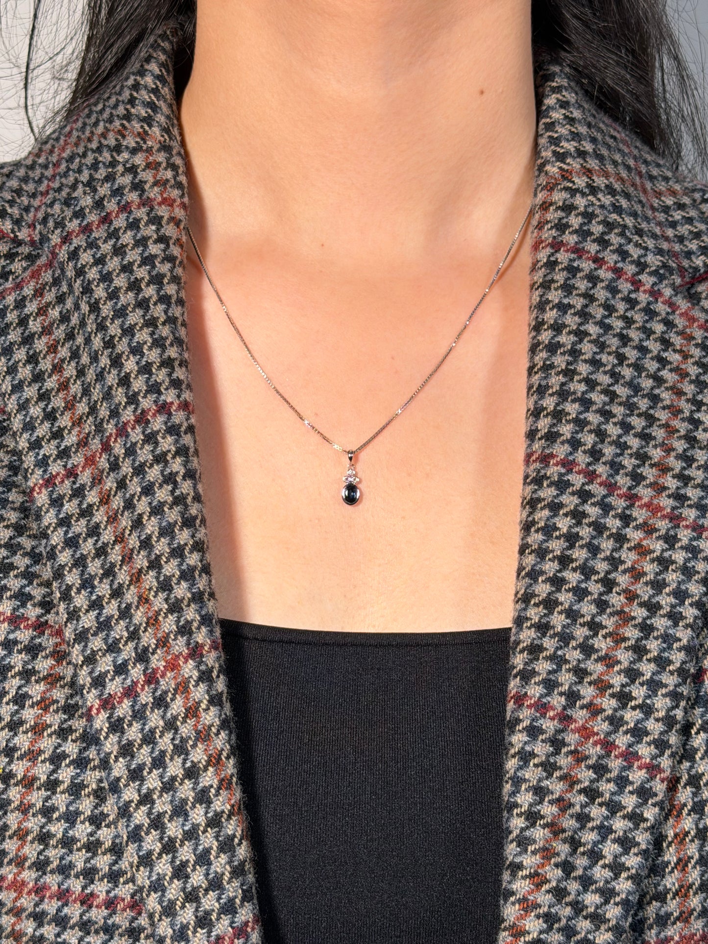 Sapphire 4x5mm, 0.45ct & 0.01ct Diamond Pendant in 14 Carat White Gold