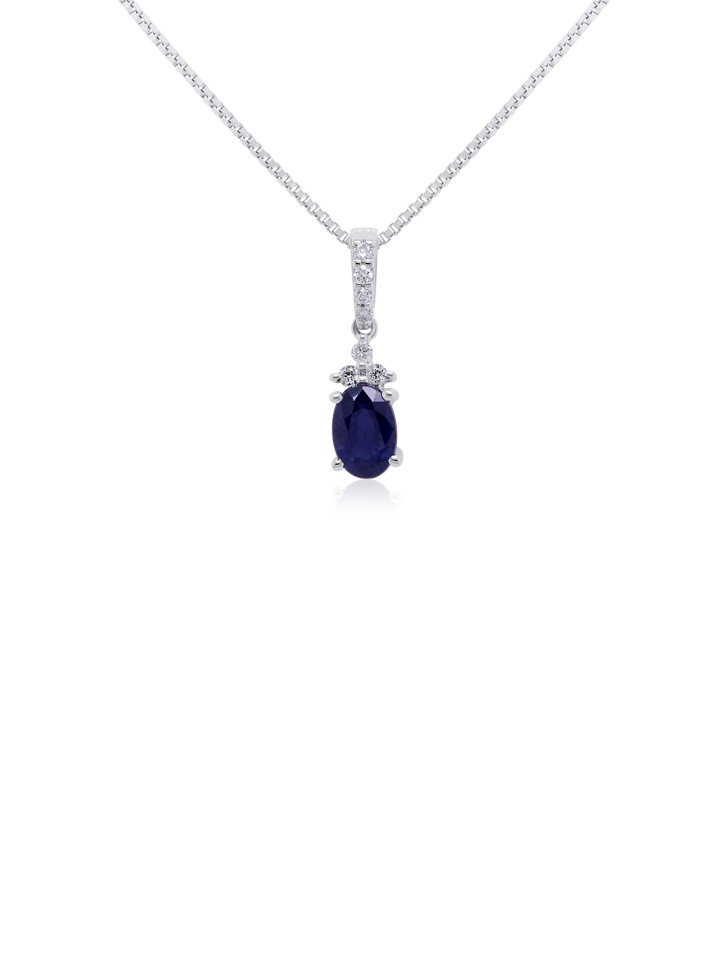 Sapphire 4x6mm, 0.59ct & 0.06ct Diamond Pendant in 9 Carat White Gold