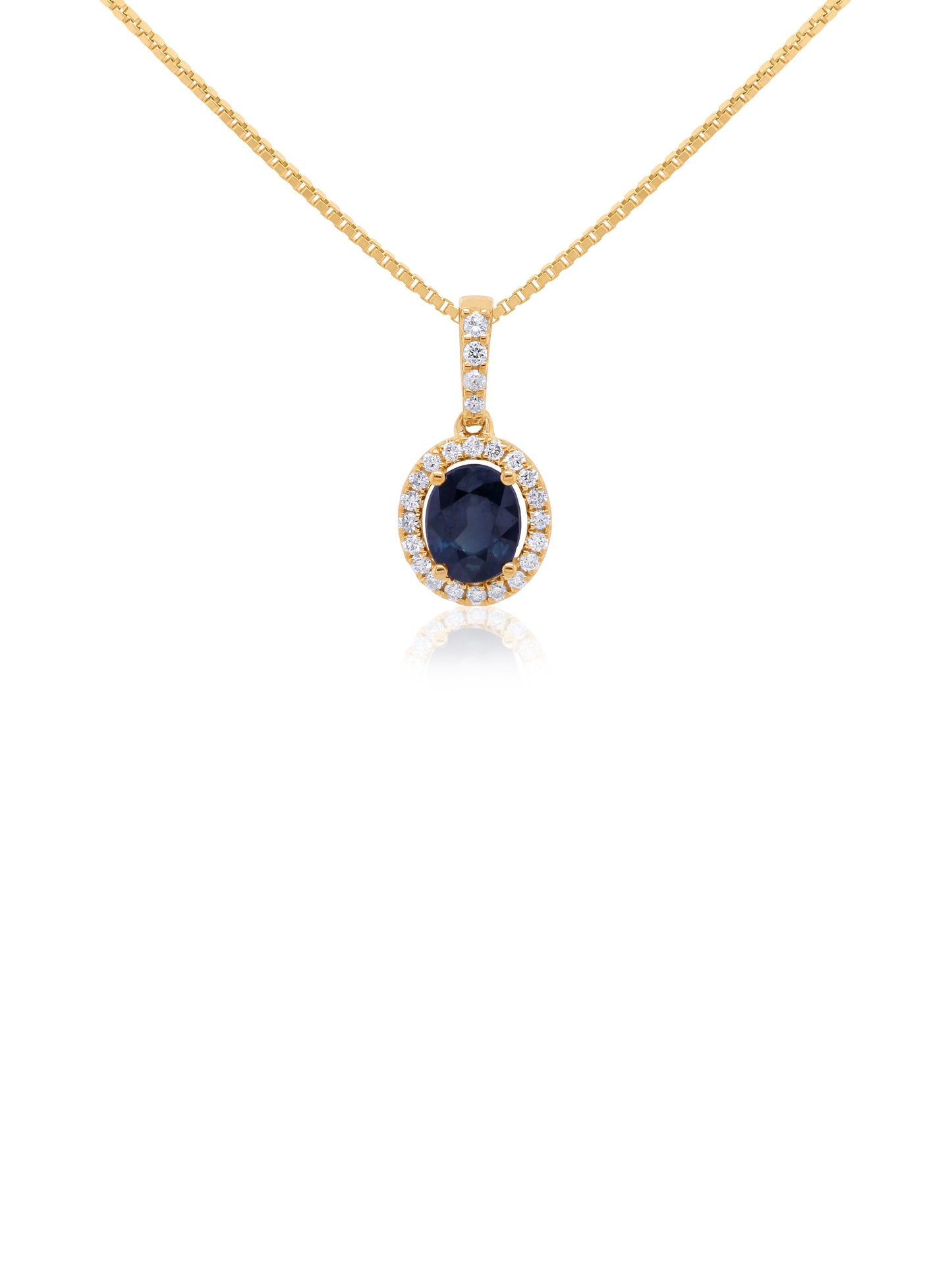 0.76ct Sapphire & 0.13ct Diamond Pendant in 9 Carat Yellow Gold