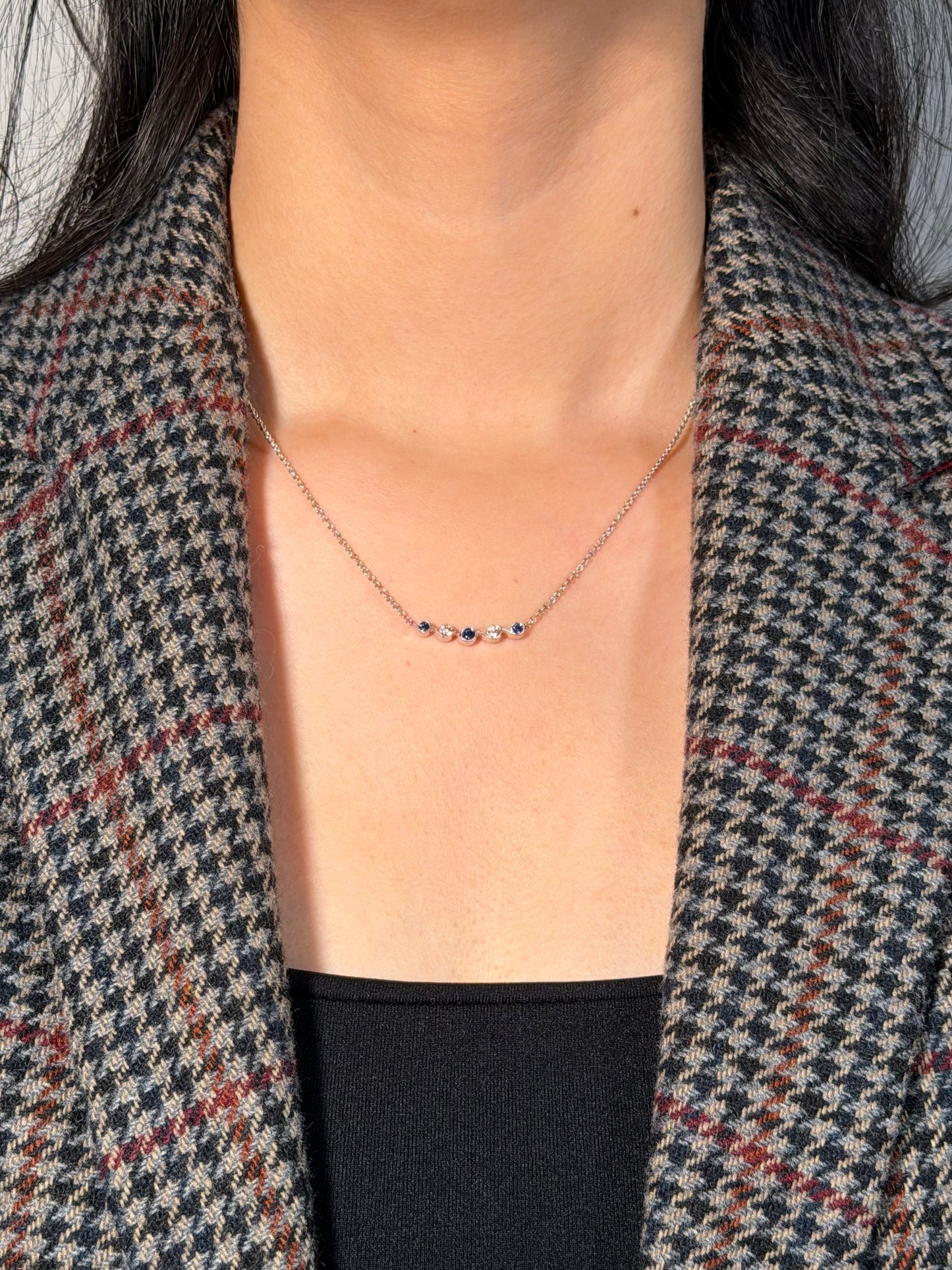 Sapphire and Diamond Set Necklet in 18 Carat White Gold