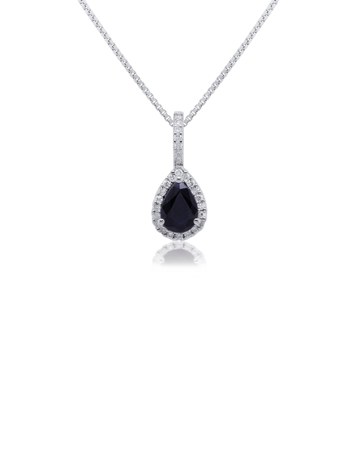 Sapphire 5x7mm, 0.74ct & 0.14ct Diamond Pendant in 9 Carat White Gold