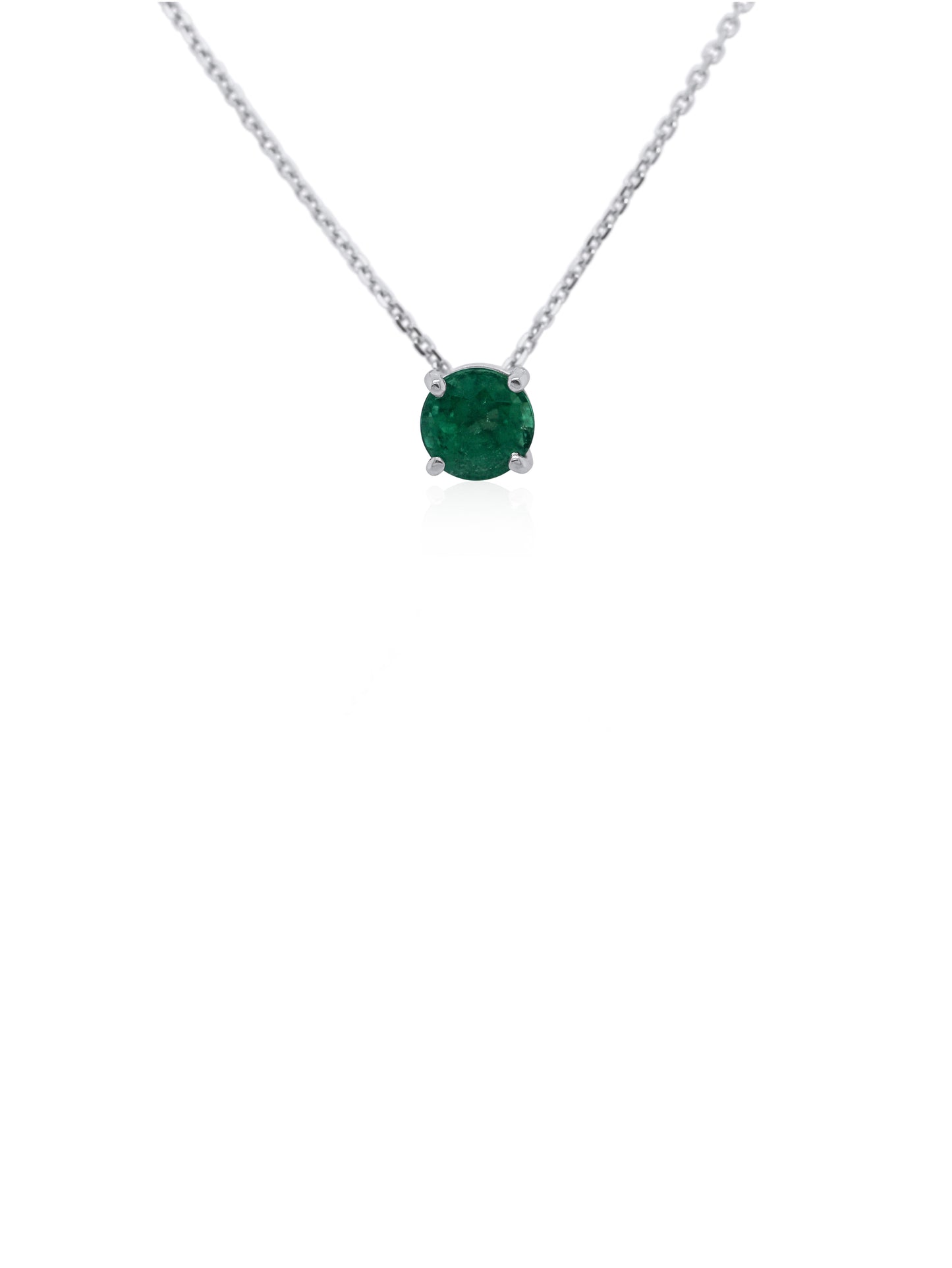 18K WG 45cm, 6mm Round Natural Emerald set necklace.