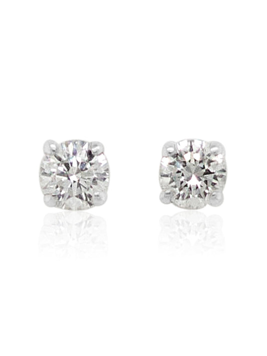 RBC 4 claw Diamond stud earrings, T=0.20ct, 18K Yellow Gold