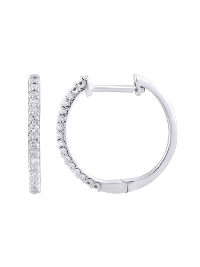 Diamond Huggies, 9ct White Gold.