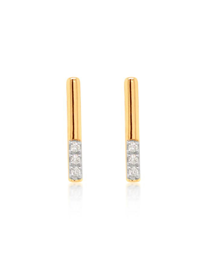 Diamond Bar Drop Earrings, 9K Yellow Gold