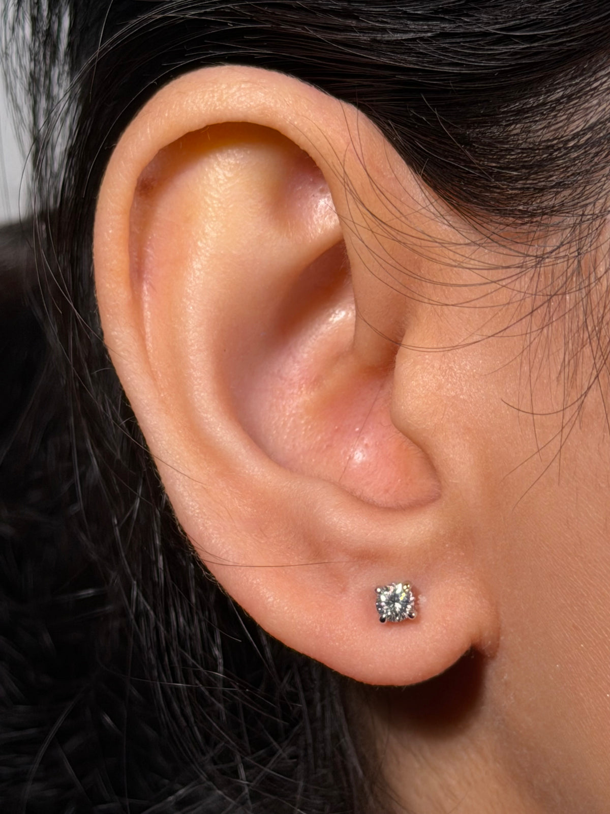 Lab Grown Diamond Stud Earrings, T=0.30ct 9K White Gold
