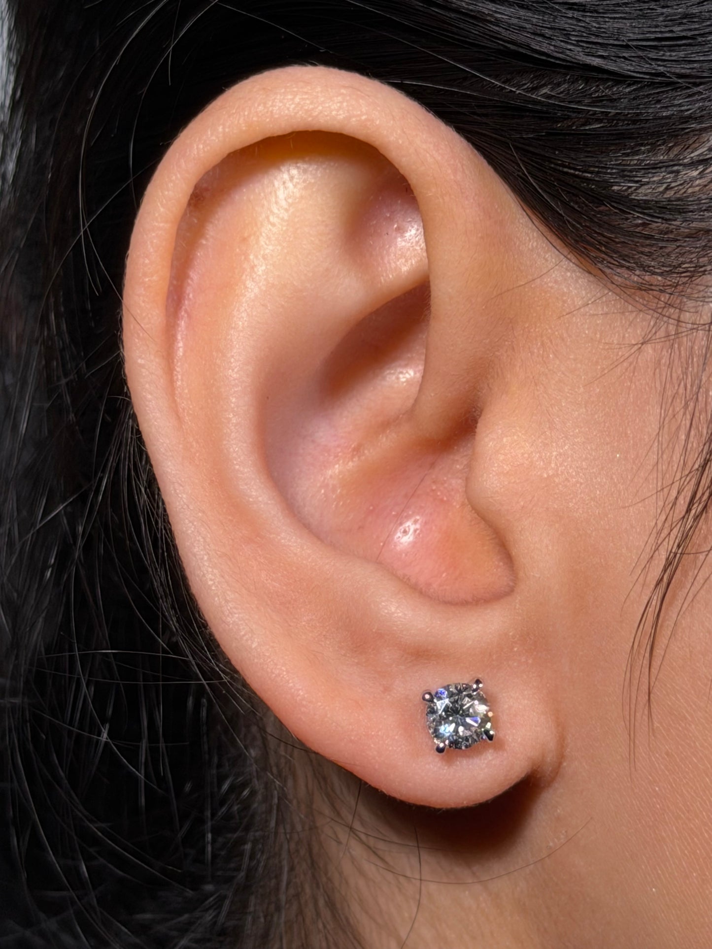 Lab Grown Diamond Stud Earrings, T=1.00ct 9K White Gold