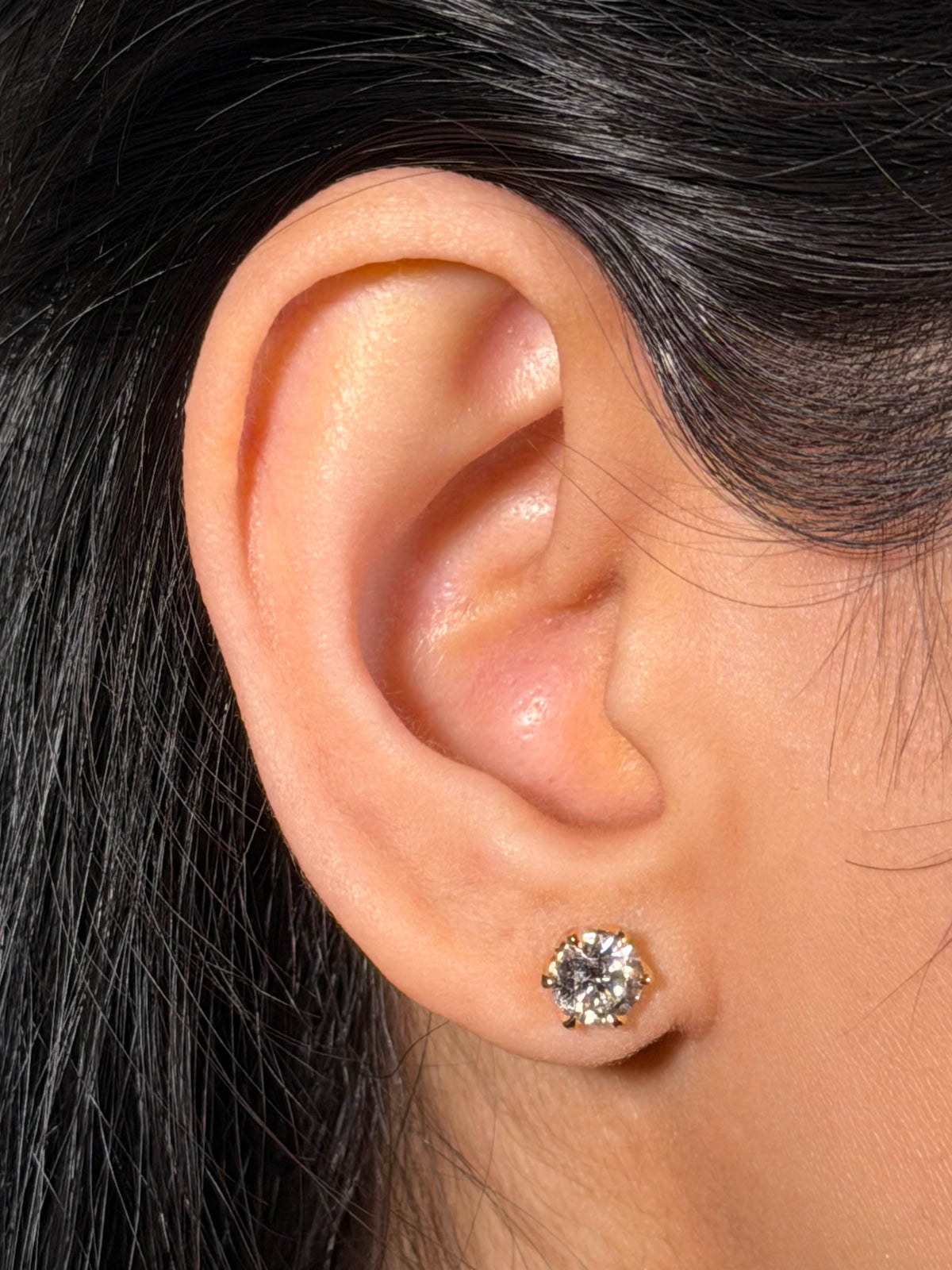Lab Grown Diamond Stud Earrings, T=1.50ct, DVS 9K Yellow Gold 6 claw