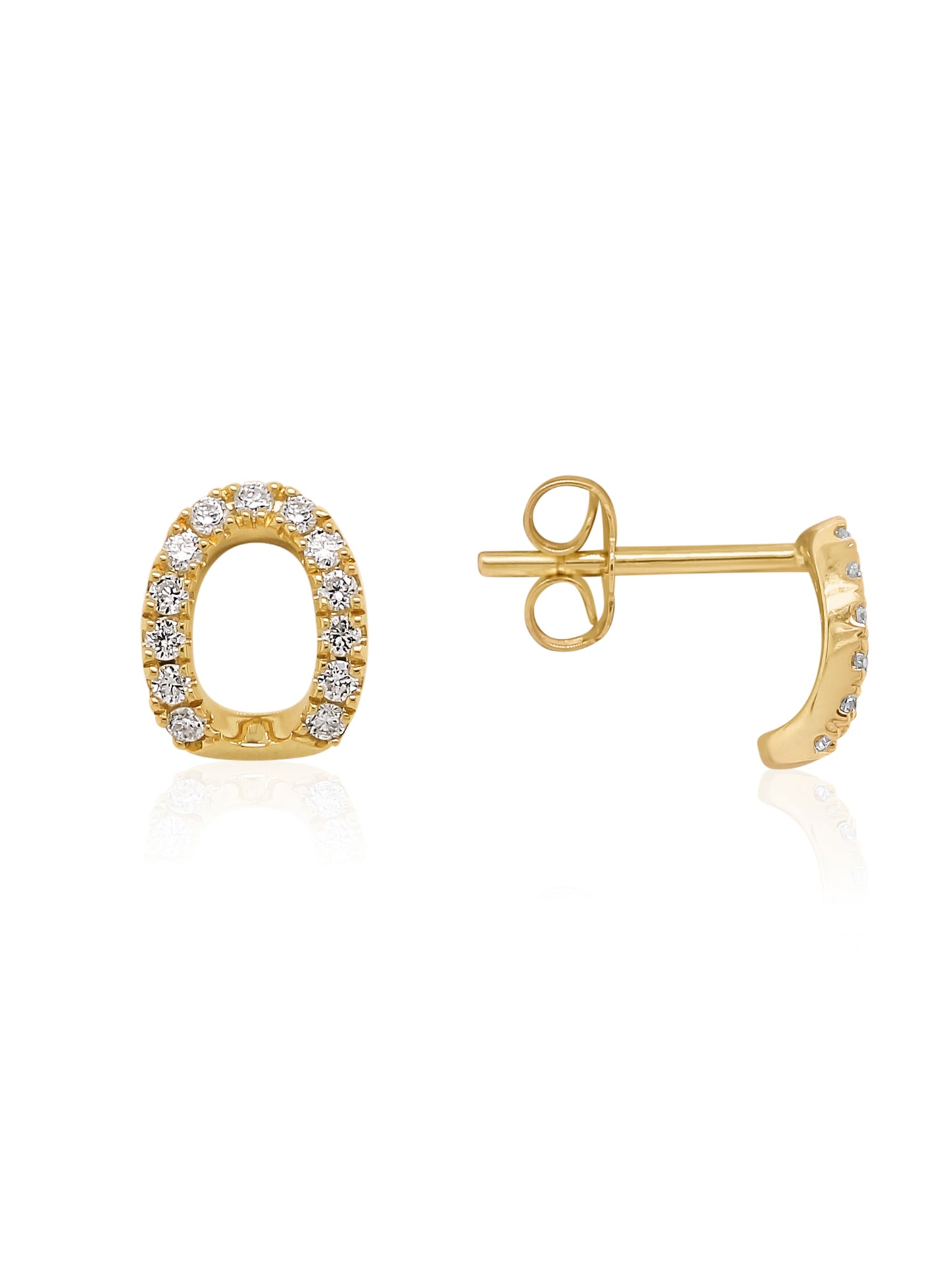 Lab Grown Diamond Oval Stud Earrings, 9K Yellow Gold.