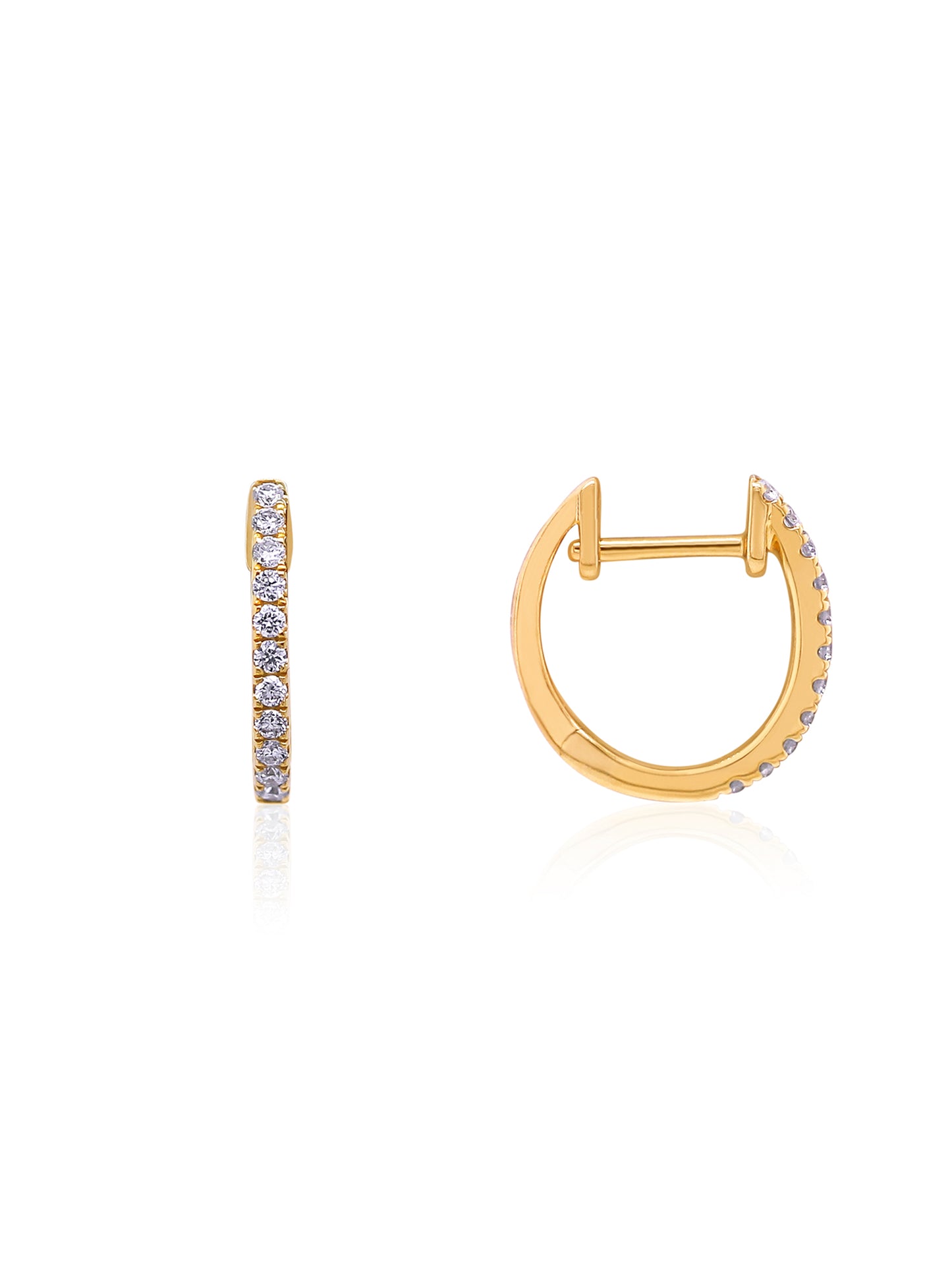 Diamond Set Huggie Earrings in 18 Carat Yellow Gold