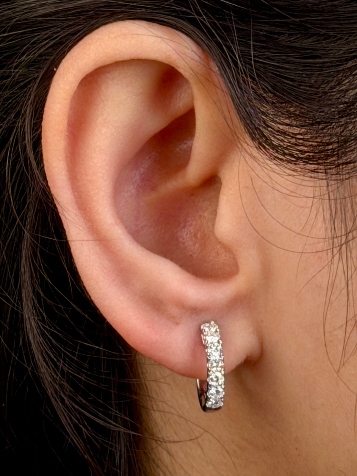 Lab Grown Diamond Huggie Earrings Claw Set 9 Carat White Gold