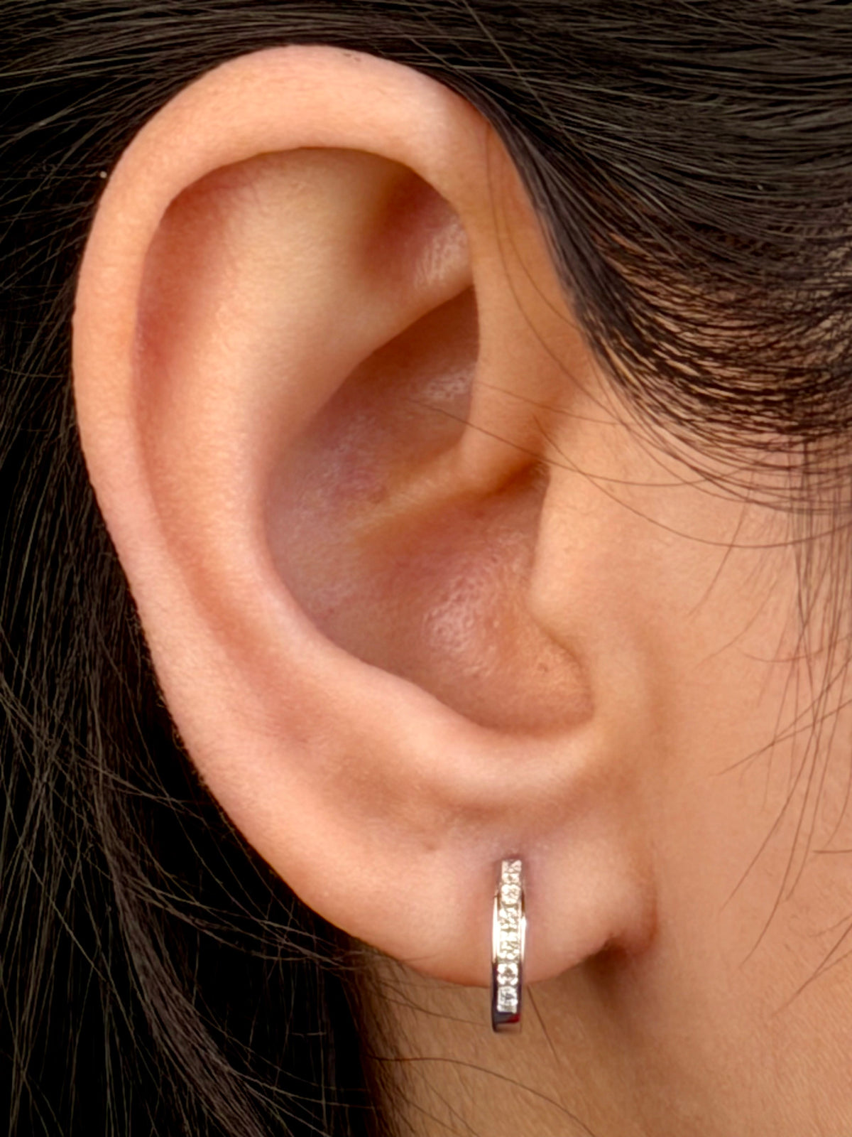 Lab Grown Diamond Huggie Earrings Claw Set 9 Carat White Gold