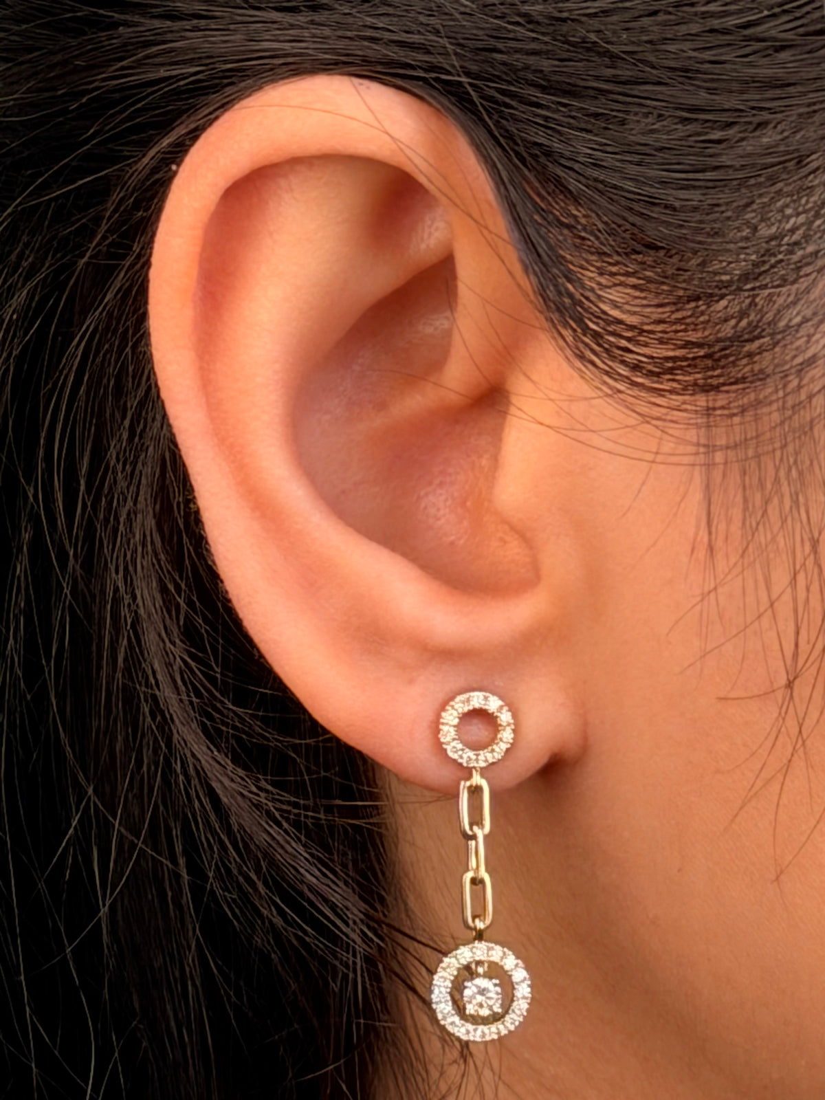 Lab Grown Diamond Stud Drop Earrings 9 Carat Yellow Gold