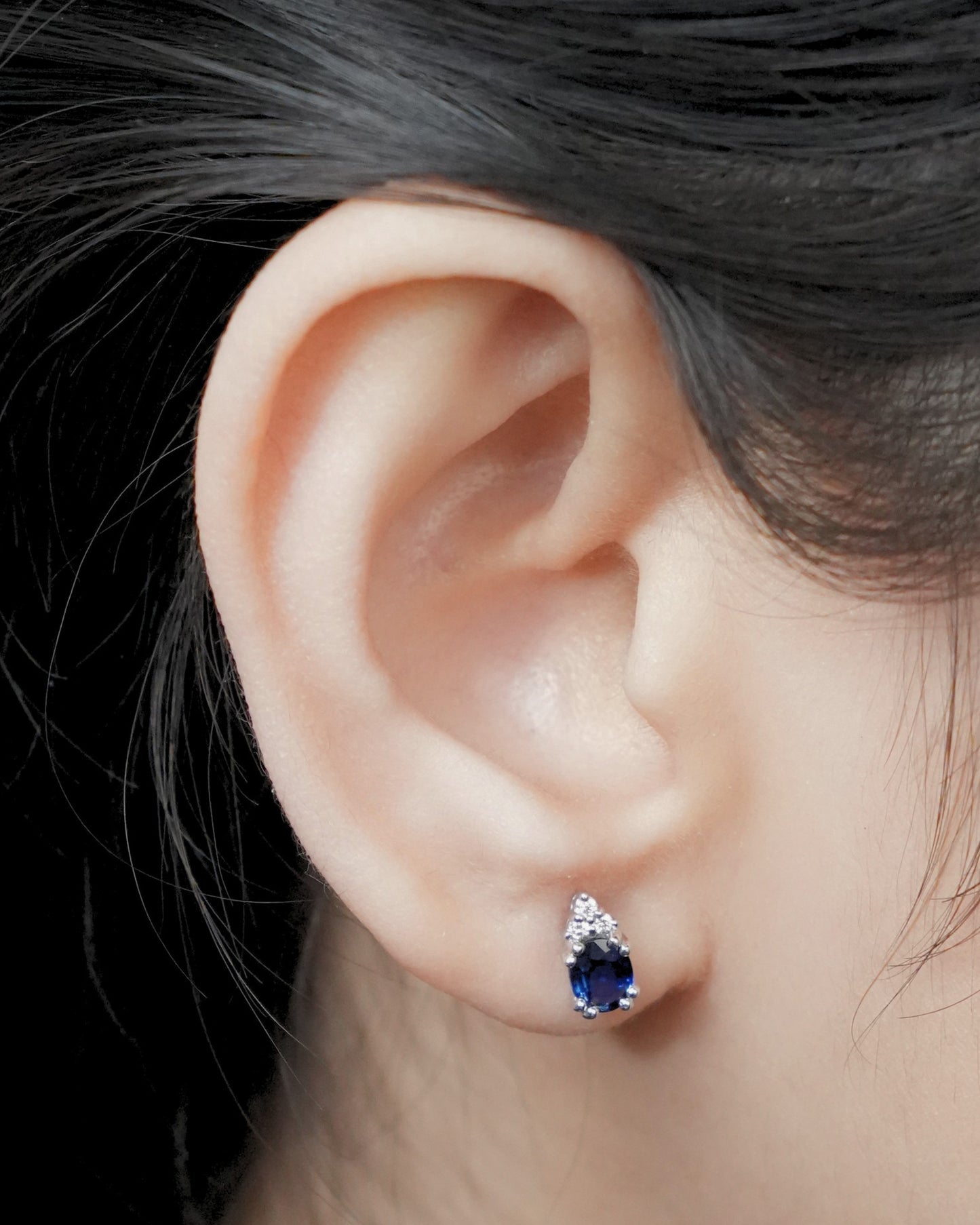 Sapphire & Diamond Ear Rings, 9K White Gold