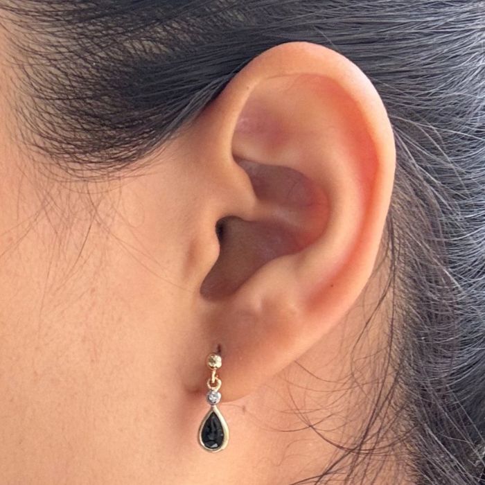 Pear Sapphire & Diamond Drop Earrings, 9K Yellow Gold