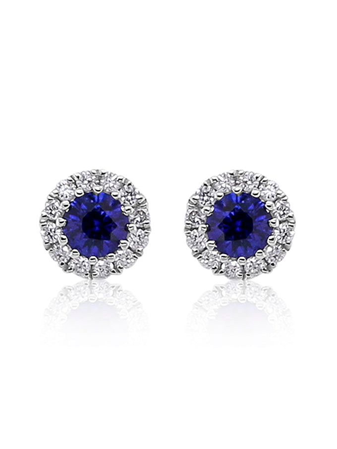 Sapphire & Diamond Studs, 18K White Gold