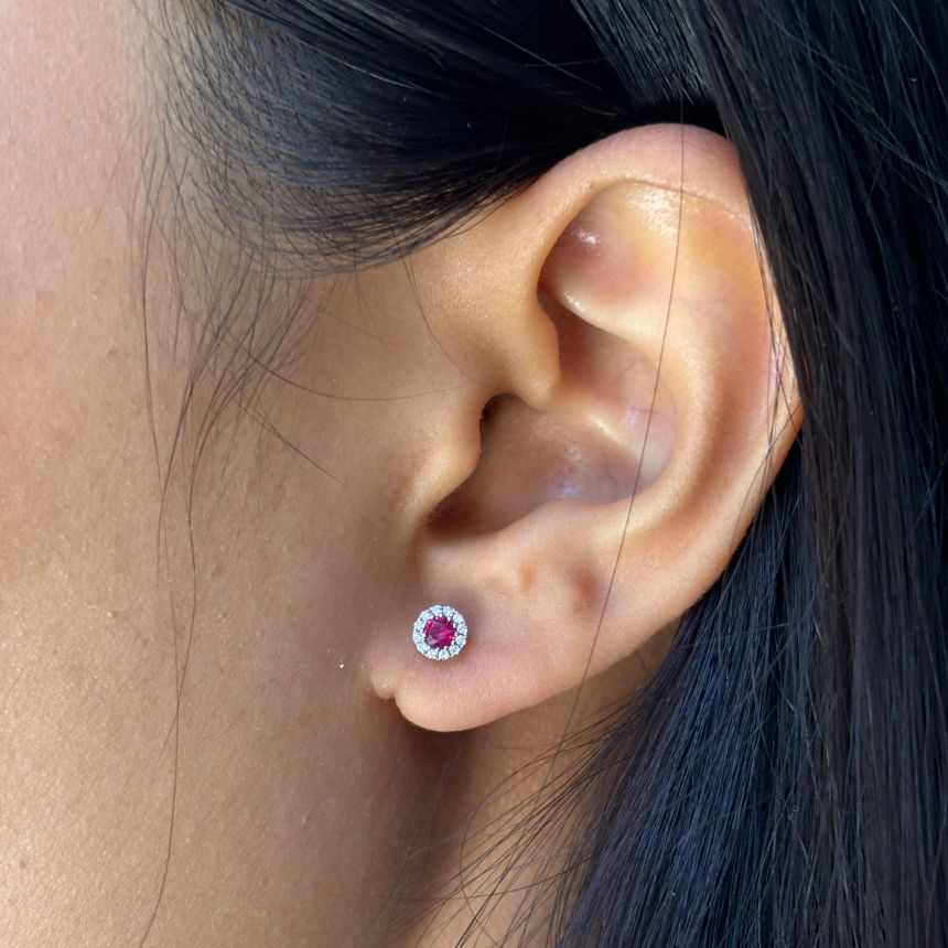 Ruby & Diamond Studs, 18 Carat White Gold